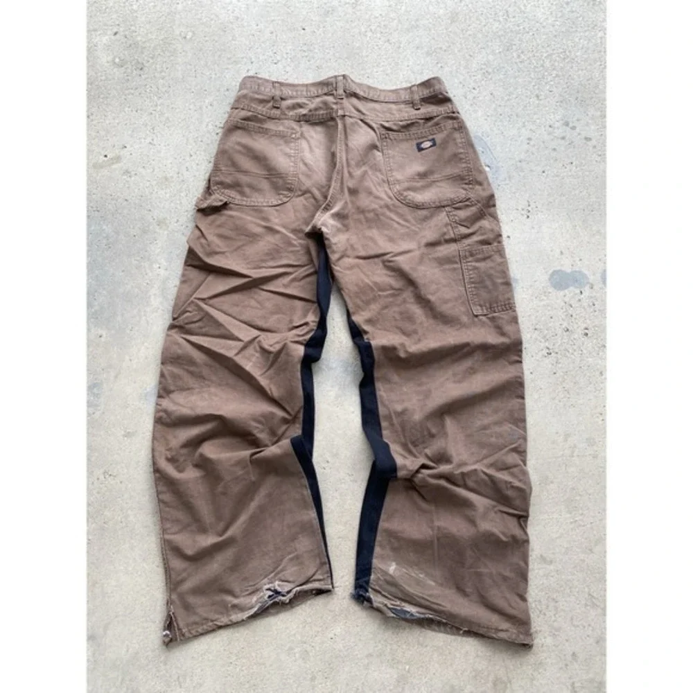 Vintage 90s Fit Dickies Black Carpenter Pants Baggy Wide Leg Workwear size 38x32